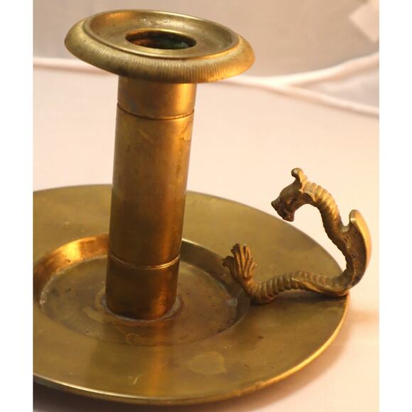 Bradley & Hubbard Brass Dragon Chamberstick Candle Holder - Picture 2 of 6